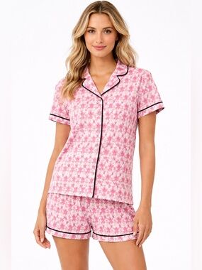NEW SHEIN Rabbit Monkey Polo 2-pc Pink Pajamas - Medium